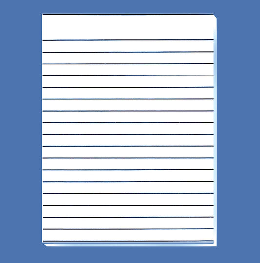 White paper with thick bold lines spaced a 1/2" a part of plenty of room to write.