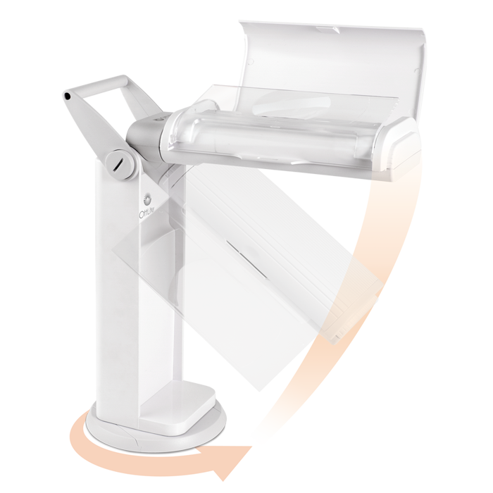 A picture showing the range of motion for the lamp