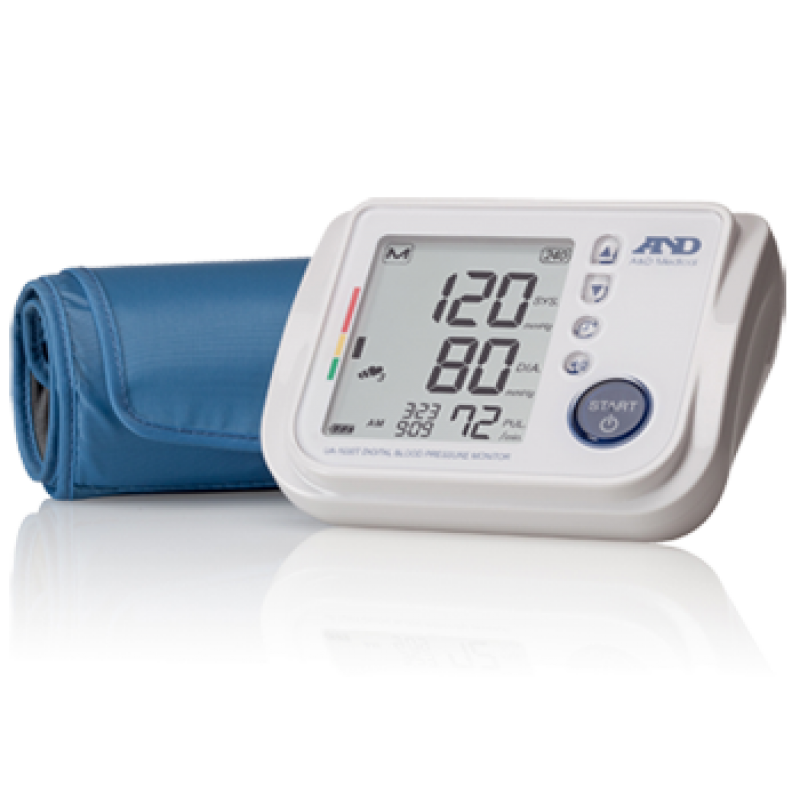 Large print blood pressurr monitor in lsrge print. 120 over 80