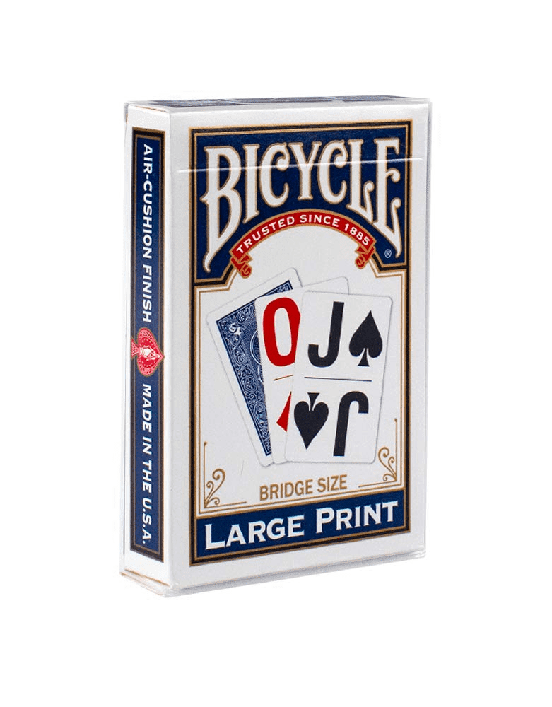 The front of the box for the large print playing cards