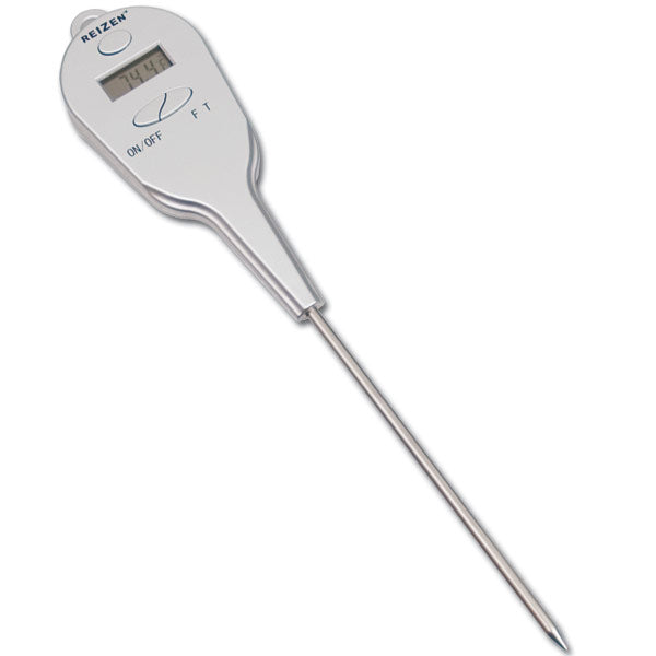 A talking meat thermometer. It has a long prong for poking and a small screen that shows the temperature along with a button to make it talk.